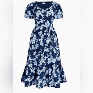 J. Crew factory Tiered Floral Poplin Puff-Sleeve Midi Dress Sz 6